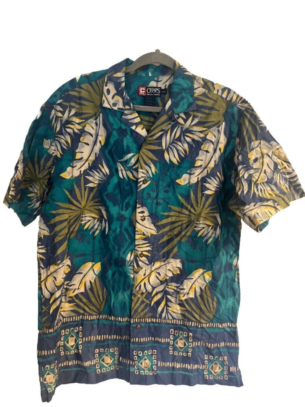 Vintage Chaps Ralph Lauren Men's Short Sleeve Cotton Hawaiian Shirt Size L